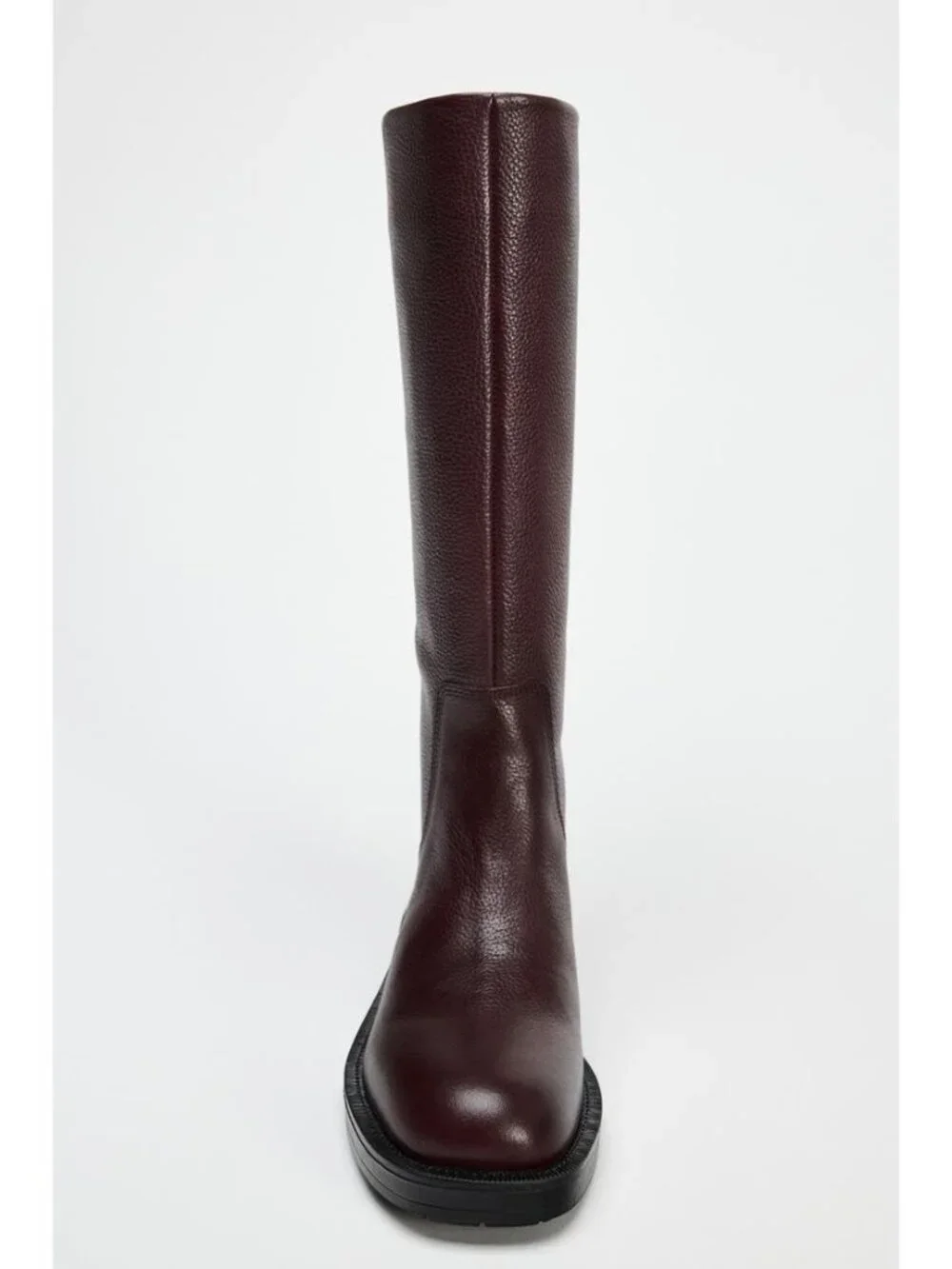 Zara Womens Leather Boots High Buckle EU 37 US 6.5 Burgundy Red 1017/410 NWOB